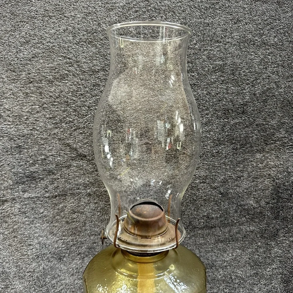 VTG Bartlett Collins Amber Glass Kerosene Oil Lamp Hurricane Chimney 18